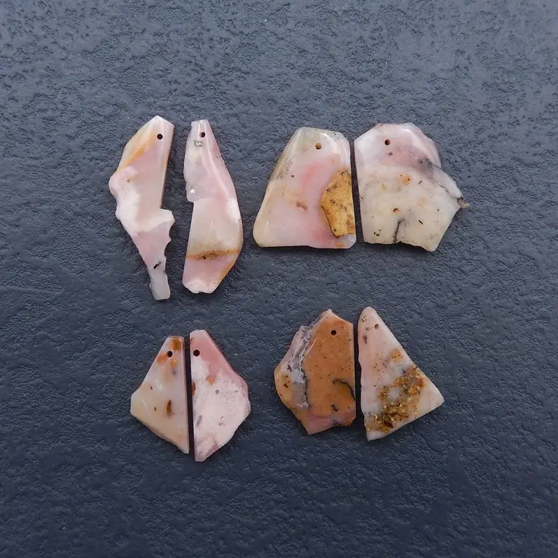 

Sales 8Pcs Natural Stone Pink Opal Pendants Beads Set 32x10x5mm 22x11x4mm 14g Fashion Pendants