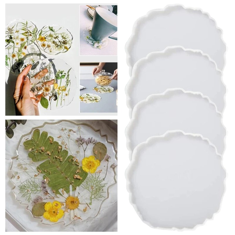 Подставка под стакан эпоксидная смола форма с геометрическим агатом 4 шт. коврик