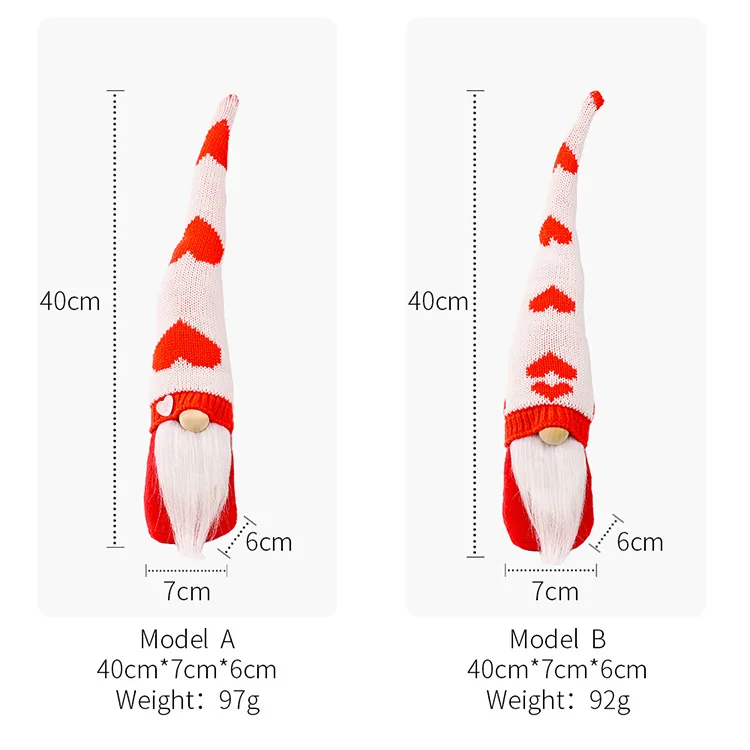 

Red Love Knitting Rudolph Faceless Doll Doll Children's Toy Mother Valentine's Day Gift Christmas Decorations for Home