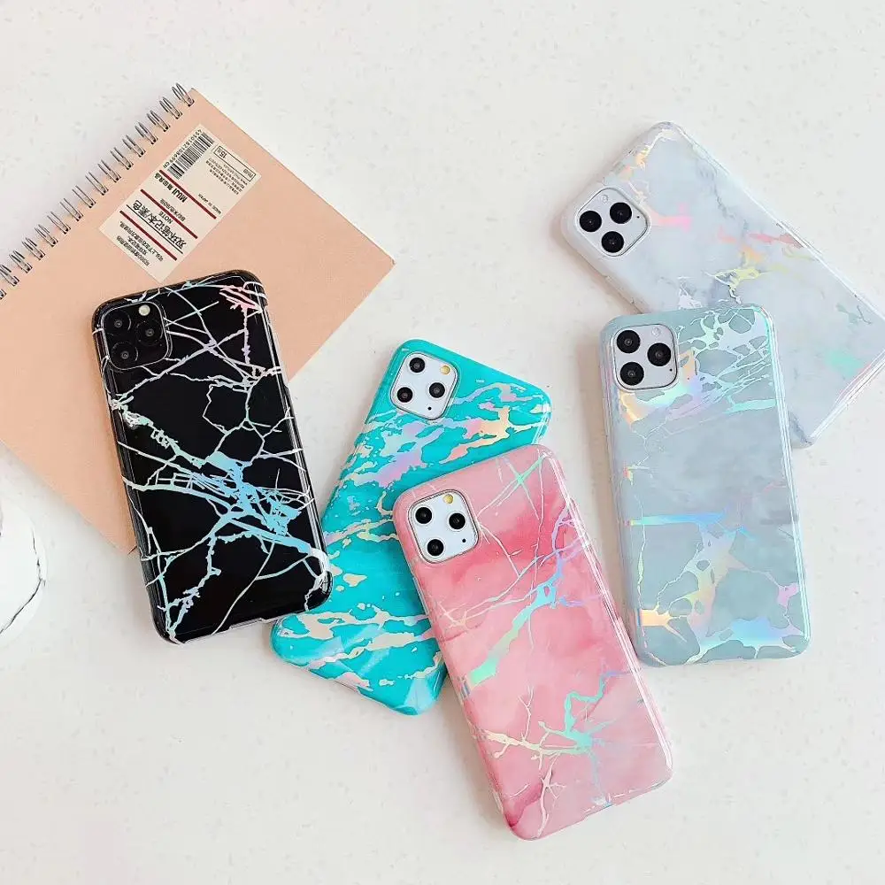 Чехол для Apple iphone 6 6s 7 8 Plus X Xs Max XR 11 Pro роскошный мраморный дизайн Блестящий корпус