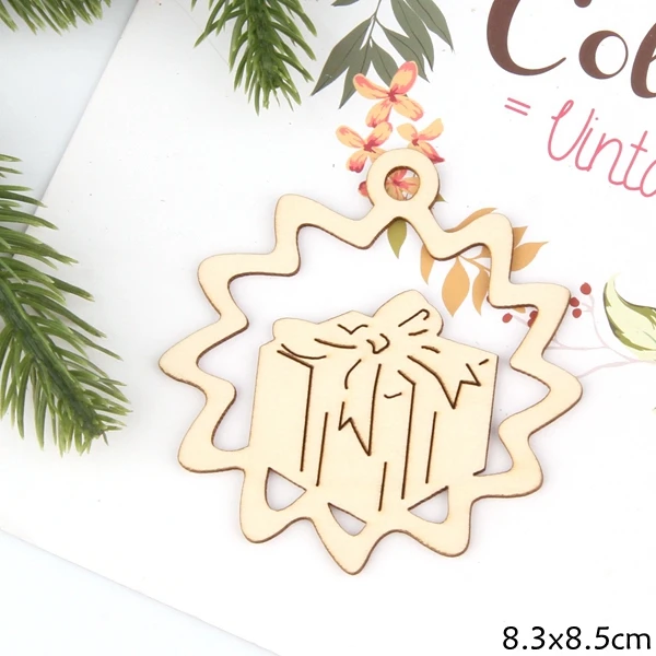 Gifts 10 шт. DIY натуральный мульти форма Рождественский деревянный чипборд висячие украшения Подвески рождественские украшения детские рождественские подарки - Цвет: Gifts