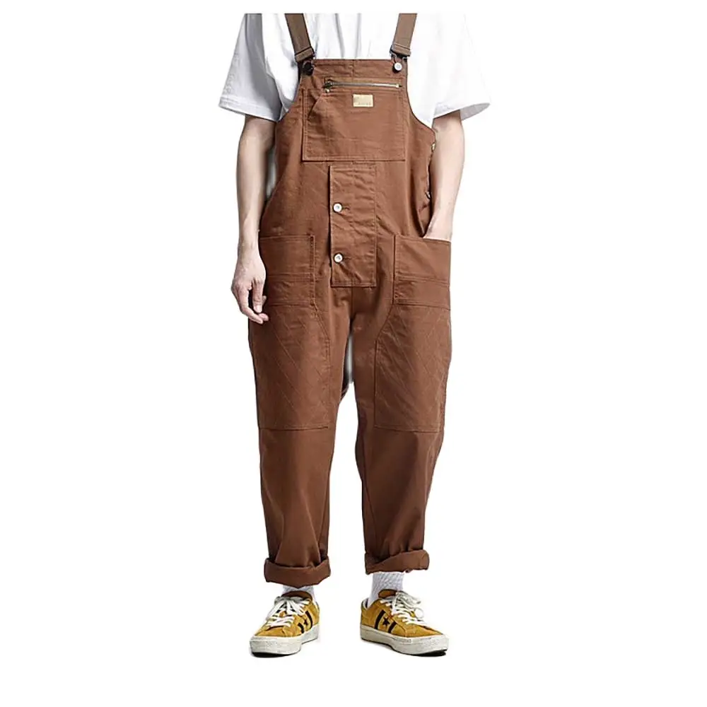 

Japan Trend Cargo Pants Men Women Casual Overalls Work Pants Multi-Pocket Loose Baggy Trousers Suspenders Hiphop Harem Pants