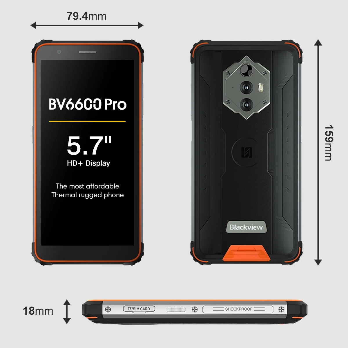 Смартфон Blackview BV6600 Pro 4 + 64 ГБ 8580 дюйма Android 5 7 Helio P35 8 ядер OTG NFC 4G | Мобильные телефоны
