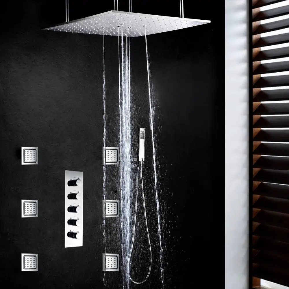DULABRAHE Thermostatic Bathroom Shower Faucet Set Concealed Mixer System Bath 20 Inch Ceiling Rain Head | Обустройство дома