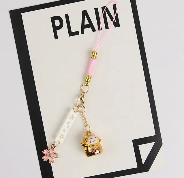 

1pc Lovely Rabbit Pig Cat Bell Omamori Sakura Phone Accessory Bag Pendant Good-luck Fortune Wealth Figure Toys Gift