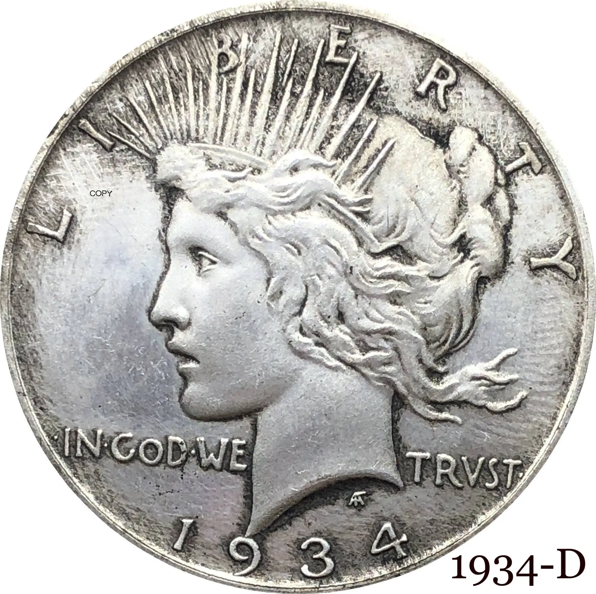 Соединенные Штаты Америки США 1934 D Liberty Coin In God We Trust 1 One Peace Dollar Мельхиор