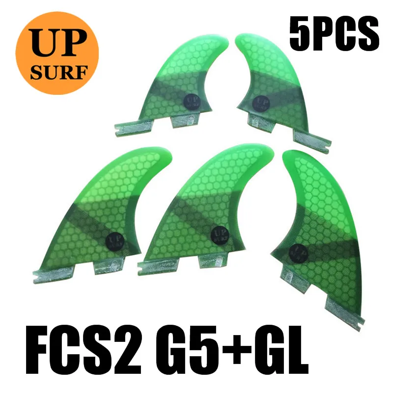 5PCS green 3 шт./4 шт./5 шт. fcs2 плавники G7/G5/GL плавники для серфинга стоячие fcs 2 водные виды спорта fcs ii плавники quilla surf стоячие весло плавник - Цвет: 5PCS green