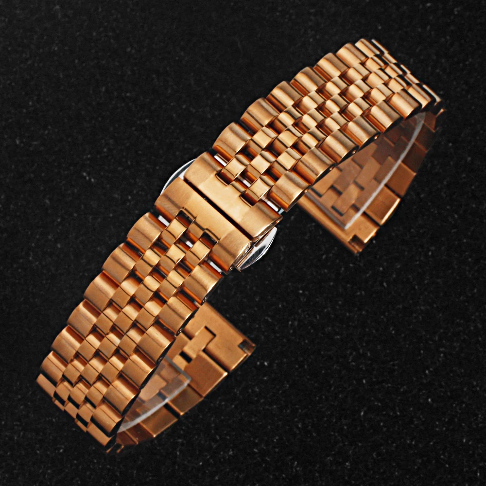 rose gold UTHAI S12 металлические Ремешки для наручных часов браслет 14-24 мм ремешок для часов модный серебристый твердый роскошный ремешок из нержавеющей стали 22 мм ремешок для часов - Цвет ремешка: rose gold