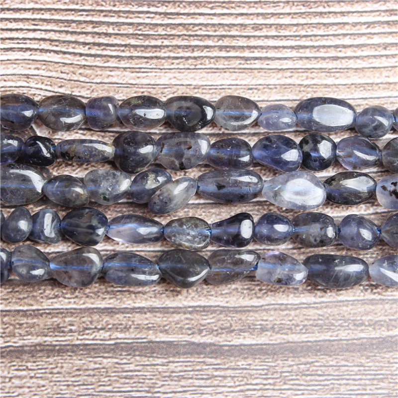 Бусины из натурального камня LanLi 6x8 мм ручная работа синие кристаллы