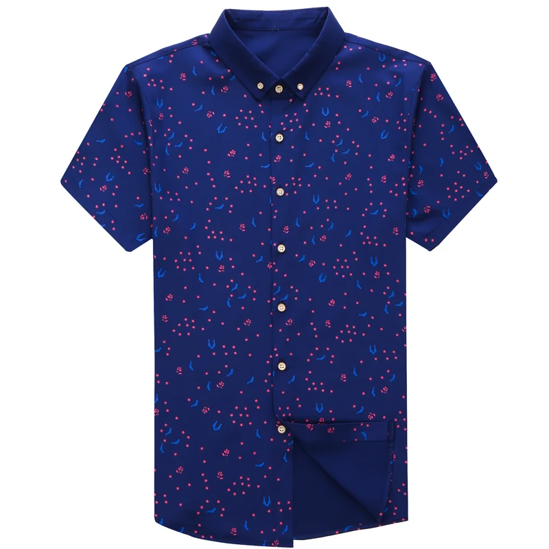 2021 Мужская рубашка с коротким рукавом и принтом Социальные звезды повседневная