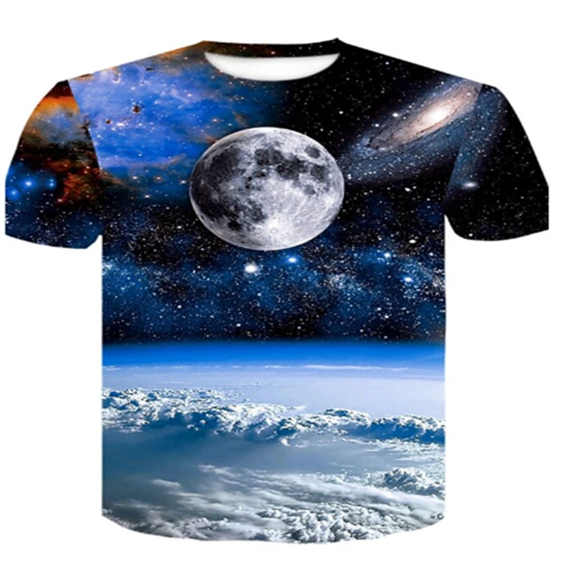 

New 2020 Earth T-shirt Men's Casual Space T-shirt Moon 3d T-shirt T-shirt Creative Color Clothing Men's Casual Short Sleeve