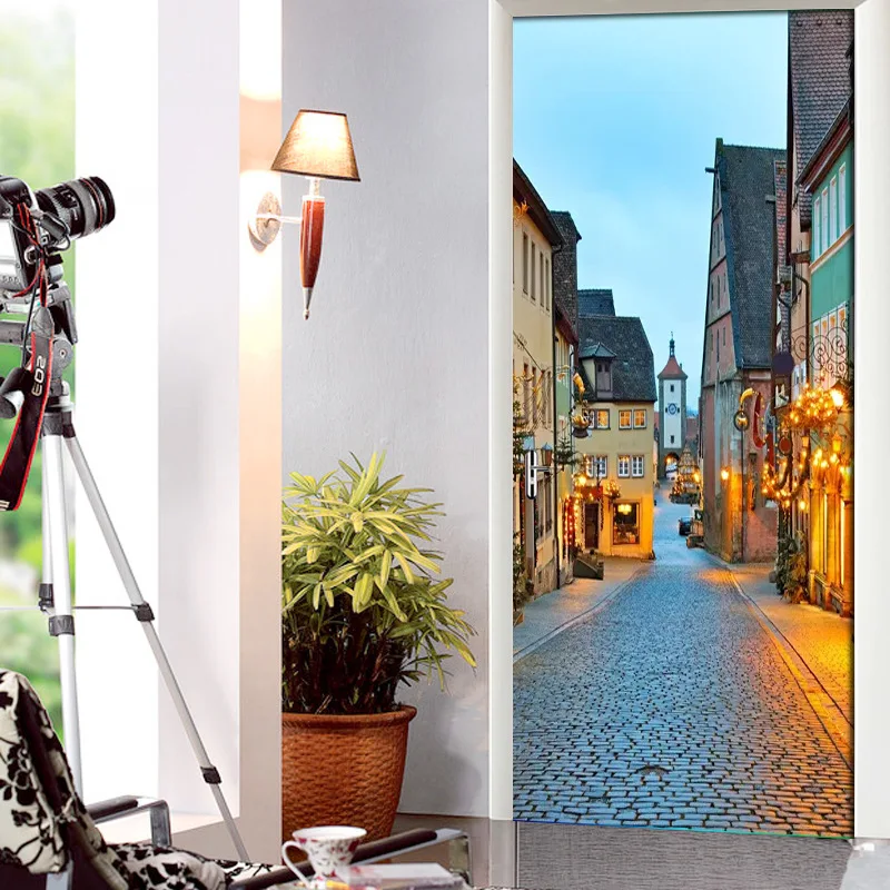 Европейский город городского пейзажа двери наклейки с пейзажем для детский