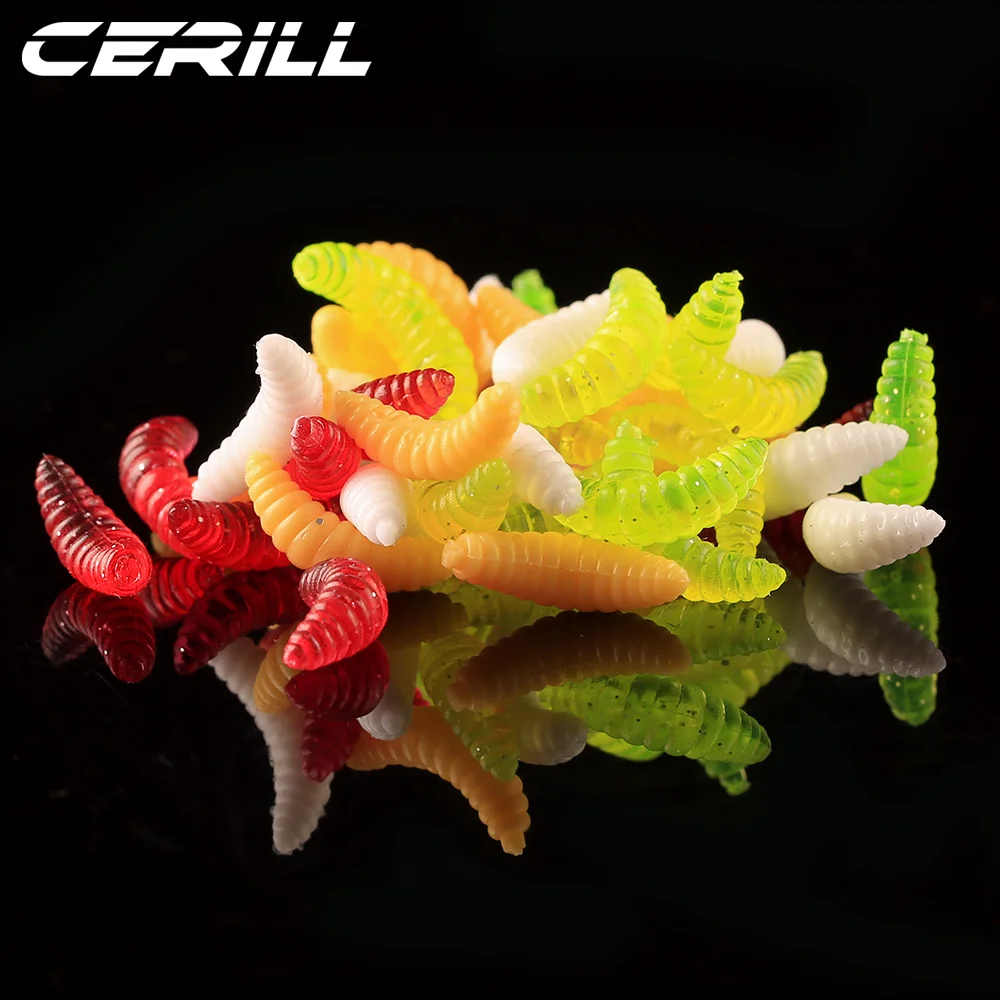 Cerill 100 шт./комплект мягкие приманки с запахом черви искусственная личинка 20 мм
