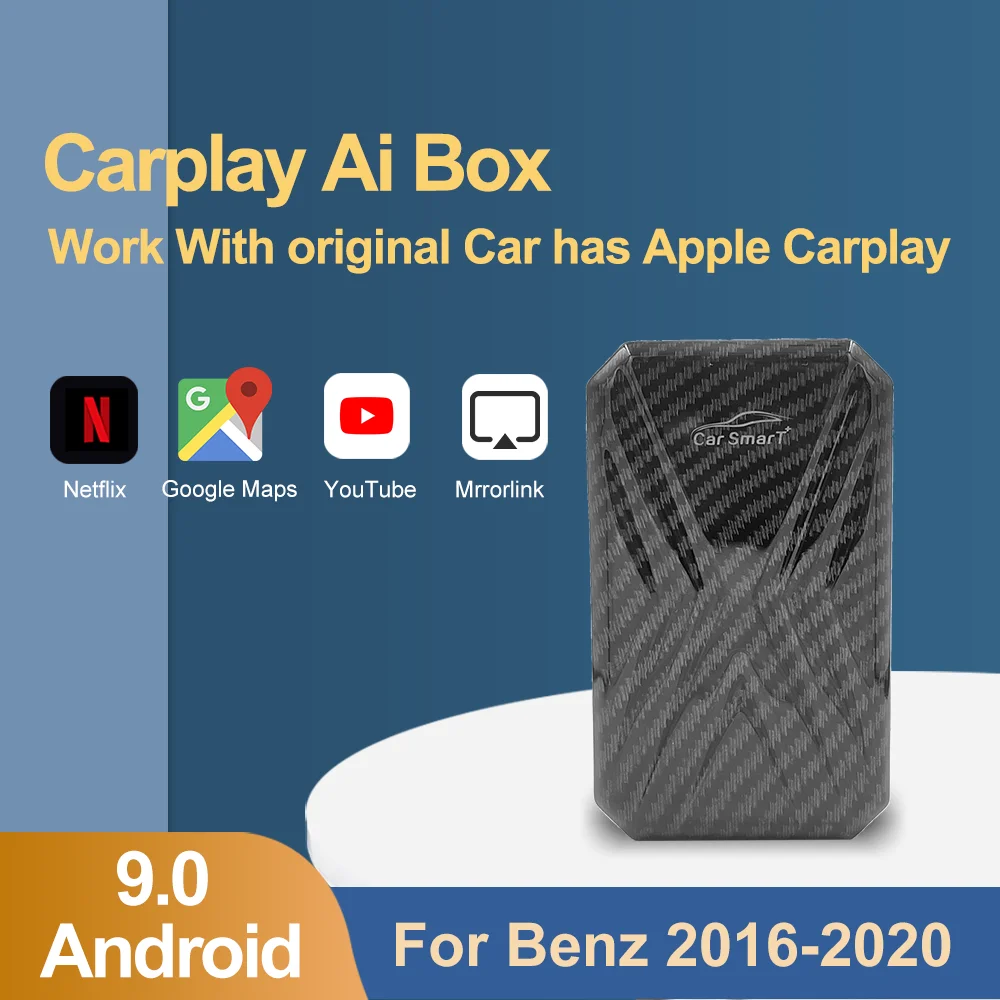 

Беспроводной автомобильный радиоприемник Carplay с 4 + 32 ГБ android, автомобильная поддержка телефона, литой медиабокс для Mercedes Benz Carplay Ai Box