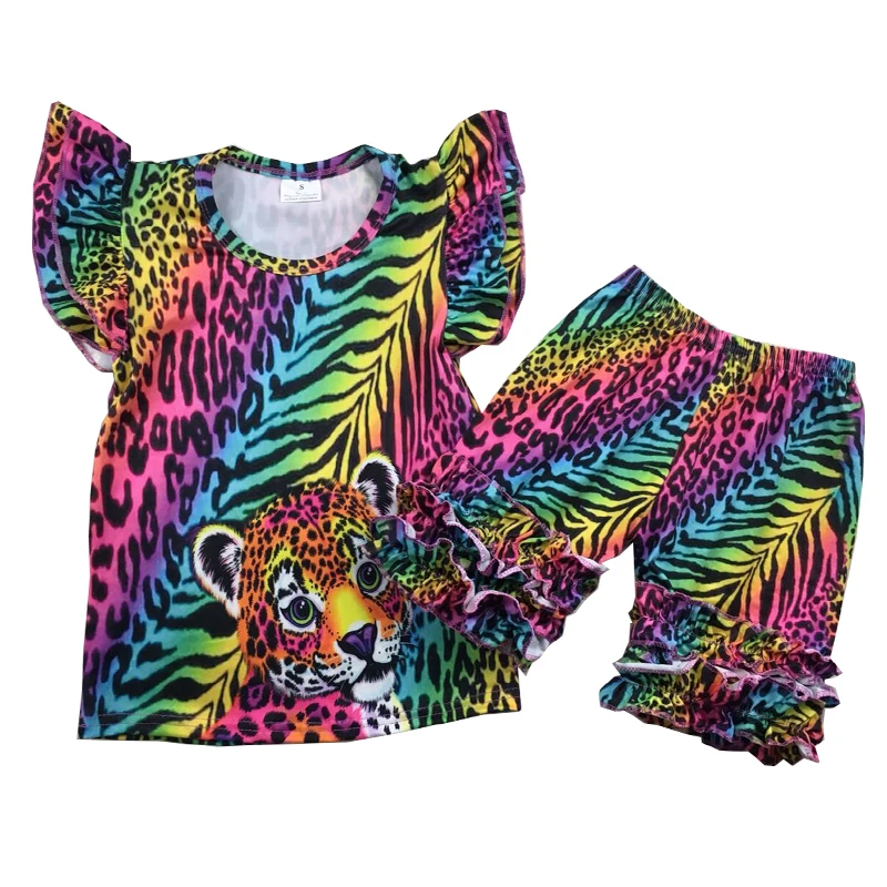 Летняя одежда для девочек с изображением тигра и леопарда оптовая продажа топ