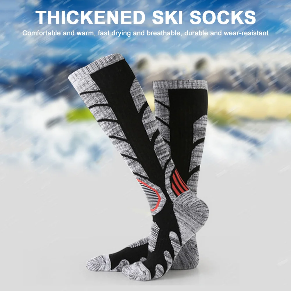 

1 Pair Adults Winter Warm Thickened Snow Ski Socks Soft Thermal Cycling Skiing Anti-Cold Long Leg Warmer Stockings for Men Women