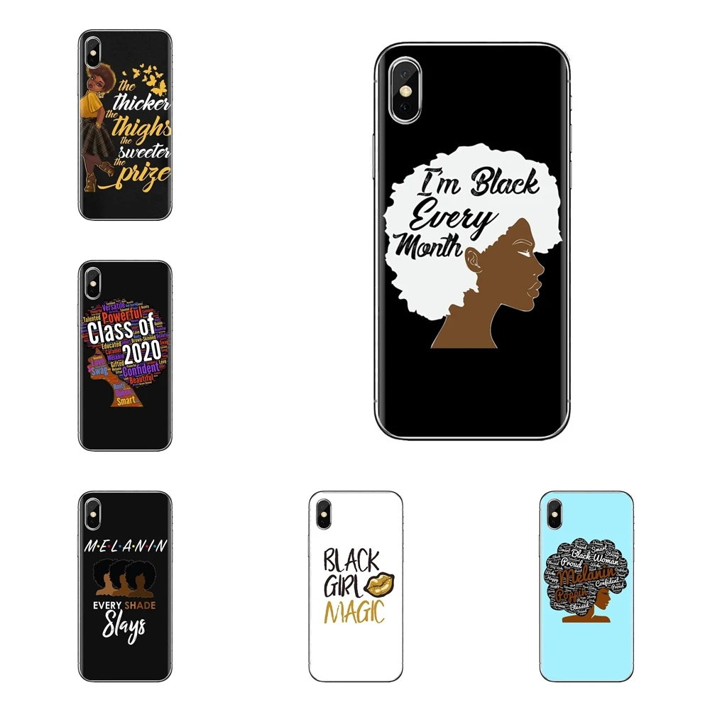 Чехол для iPhone XS Max XR X 4 4s 5 5S 5C SE 6 6S 7 8 Plus samsung Galaxy J1 J3 J5 J7 A3 A5 Afro Black Girl Magic Melanin Poppin |