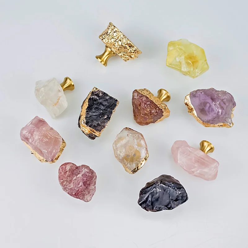 

Natural Crystal Brass Knob Dresser Drawer Knobs Pulls Handles Cupboard Knobs Furniture Cabinet Handle Pull Hardware