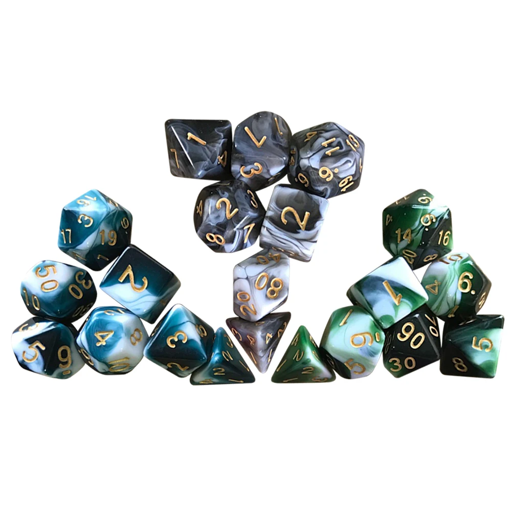 

7pcs/Lot Two-Color Multifaceted Digital Dice Set D4 D6 D8 D10 D12 D20 Acrylic Polyhedral Dices for Tabletop Role-Playing Game