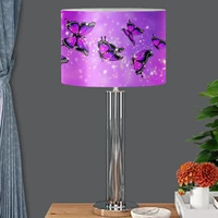 purple butterfly print women table lamp bedside desk lampshade for girls modern simple nightstand lamp shade floor lamp shade