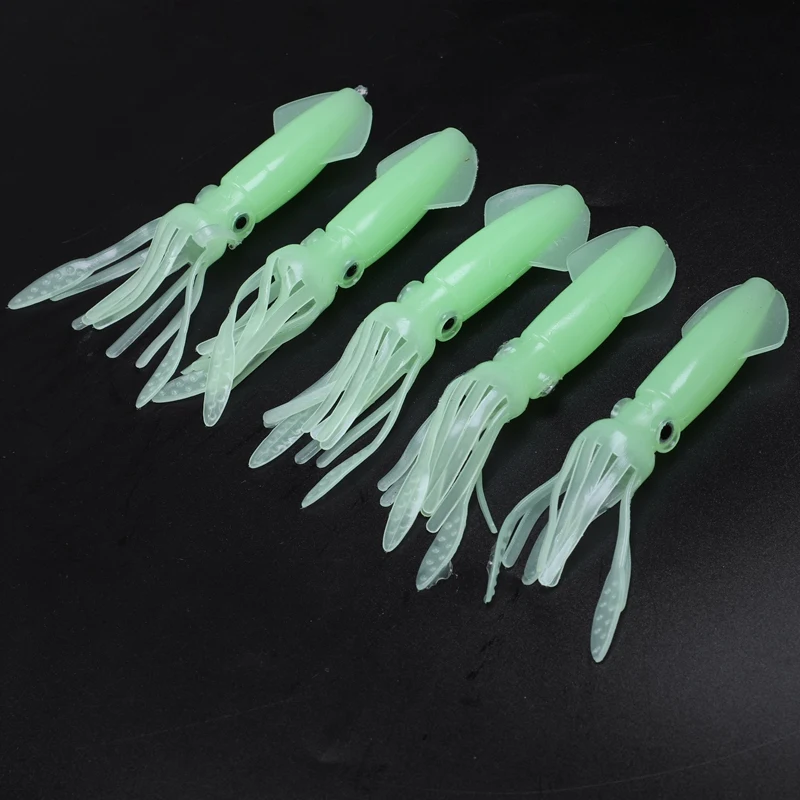 Soft Glow Lures Squid Skirt Bait Set in Dark Luminous Trolling Fishing Lure with Box for Tuna Marlin Dolphin Bass Saltwater | Спорт и