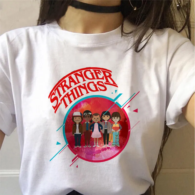 

Stranger Things 3 Women T shirt Funny Femme t-shirt Fashion Ulzzang Short Sleeve Casual Harajuku White tshirt