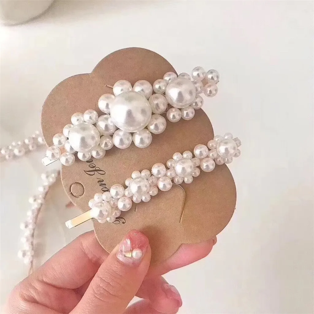 INS Для женщин для милых девочек жемчужная бусинка Заколка пряжка волос зажим