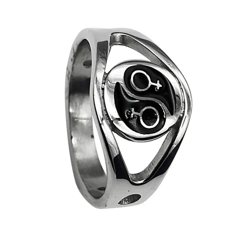 Декоративное кольцо для геев из нержавеющей стали на палец с символом лесбиянок
