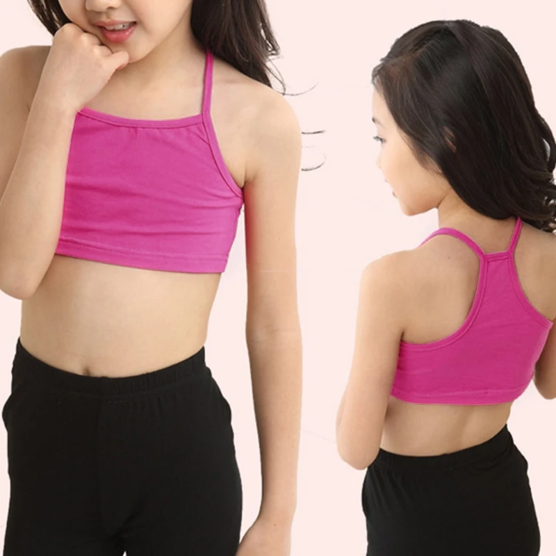 Хлопковый жилет для девочек Бюстгальтер подростков Спортивные дышащие топы