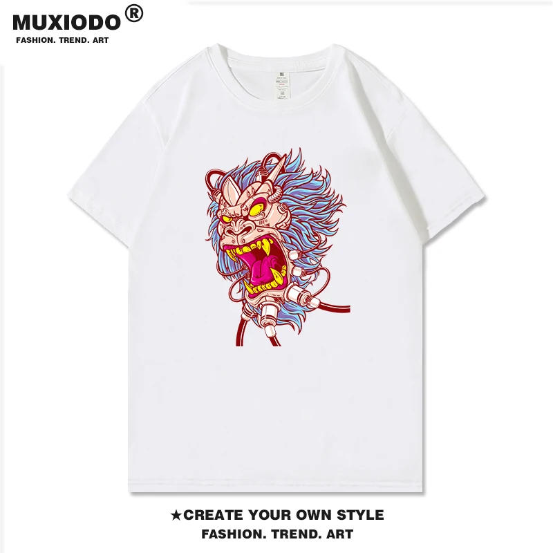 Забавная хлопковая Футболка с принтом льва в стиле граффити модная мужская и