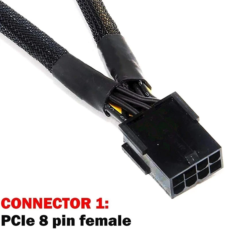 

GPU PCIe 8 Pin Female To Dual 2X 8 Pin (6+2) Male PCI Express Power Adapter Braided Y-Splitter Extension Cable 20cm Black