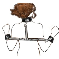 bdsm bondages handcuffscollarleather wrist to neck t bar restraints erotica and sexsex toys for couples