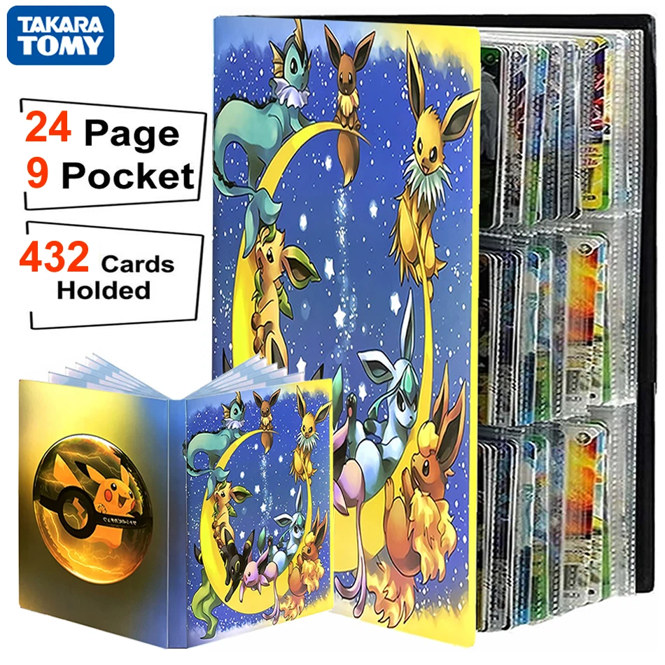 

9 Pocket Pokemon Album 432 Card Collection Book Anime Pokémon List Eevee Binder Playing Game Map Holder Folder Kids Toys Gift