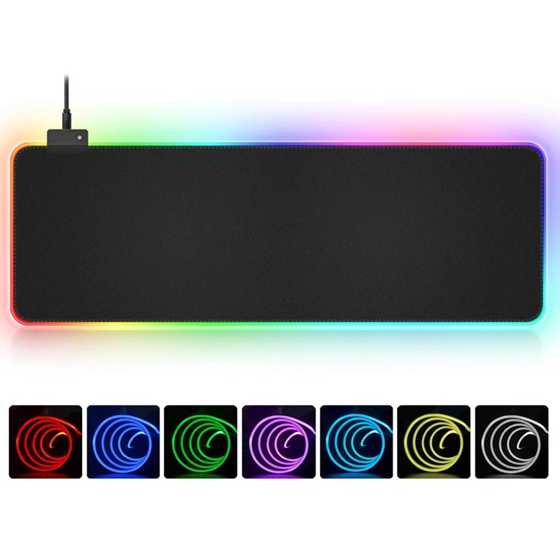 

800x300x3 мм RGB мягкий большой игровой коврик для мыши Большой светящийся светодиодный расширенный коврик для мыши Нескользящий Резиновый базо...