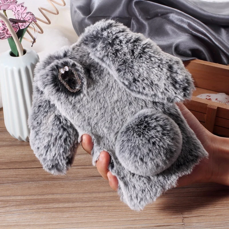 Rabbit Fur hair Plush Phone Case For Sony Xperia 2 20 5 1 10 plus cute soft TPU back Cover for XA1 XA2 XA Ultra PLUS XZS Shell |