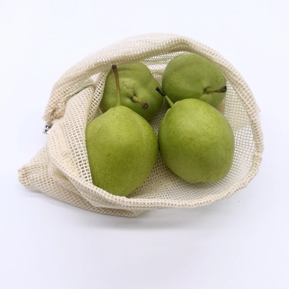 Cotton Vegetable Bags for Home Kitchen Storage Reusable Produce Mesh Fruit Bag eco friendly Organization | Дом и сад