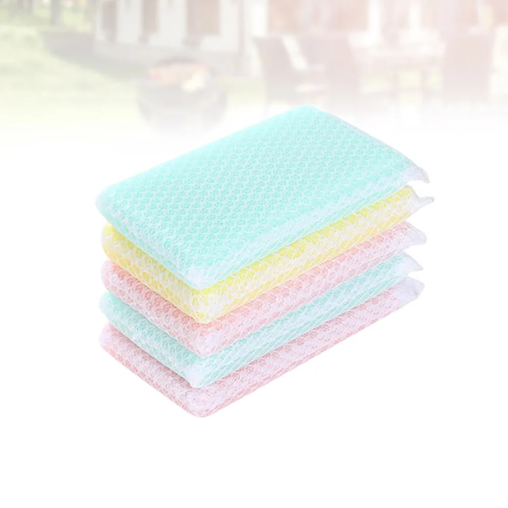 

5pcs Net Cleaning Sponge Simple Practical Kitchen Cleaning Sponge for Dish Cup Bowl (Random Color)
