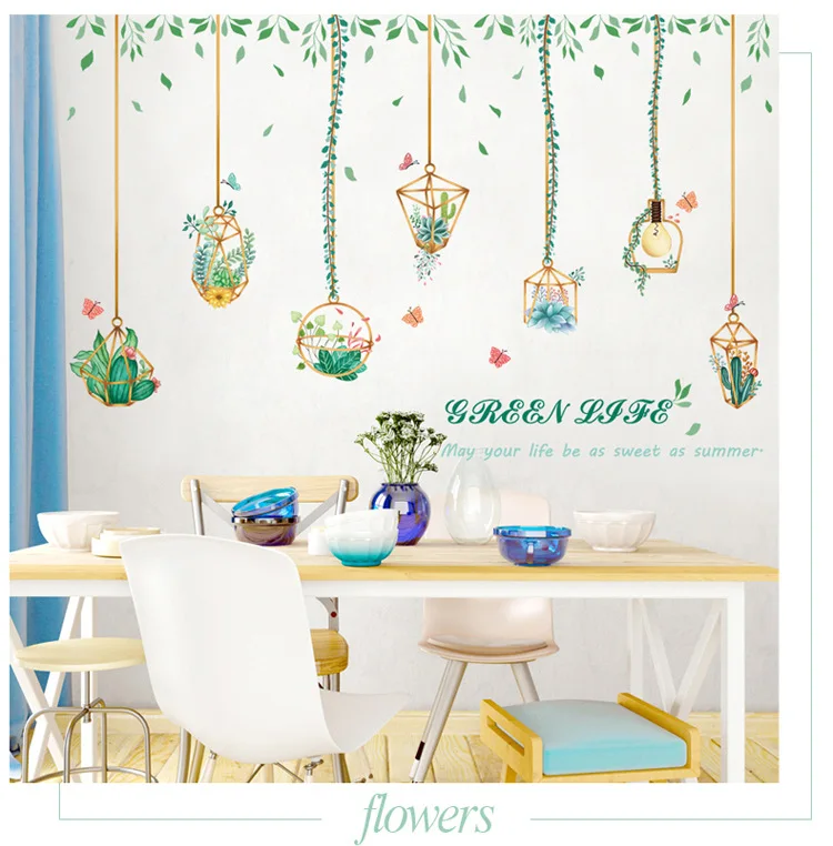 Креативная Наклейка на стену с растением для спальни декоративная настенная