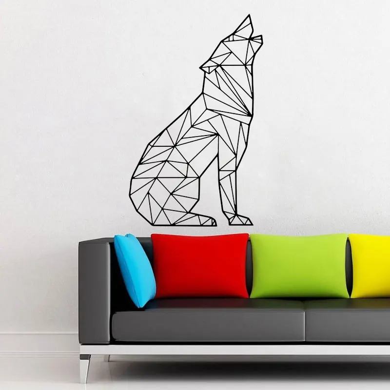 Геометрические Наклейки на стены с изображением волка виниловые наклейки для