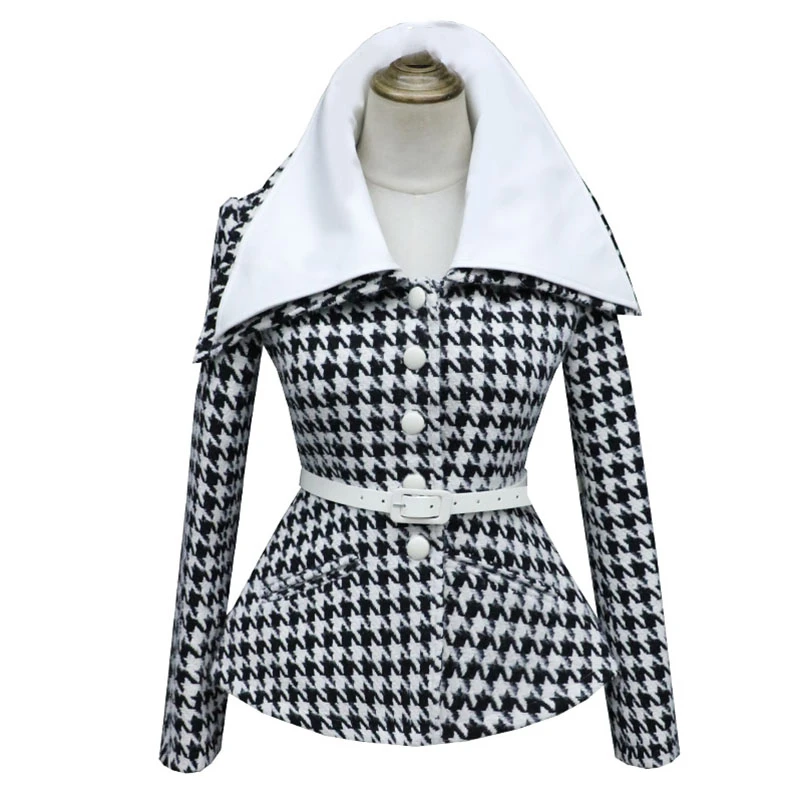 

SeeBeautiful Plaid Loose Jacket Coat Lapel Long Sleeve Single Breasted Belts New Fashion Spring 2021 Women M650