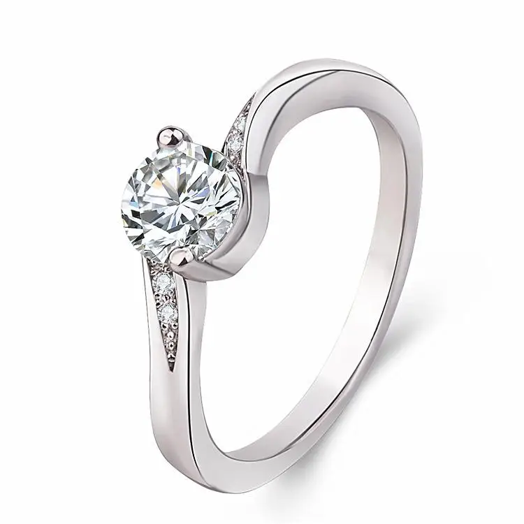 

Luxury Solitaire Zirconia Diamond Wedding Ring Jewelry Plated Gemstone White Gold Ring Women Gift