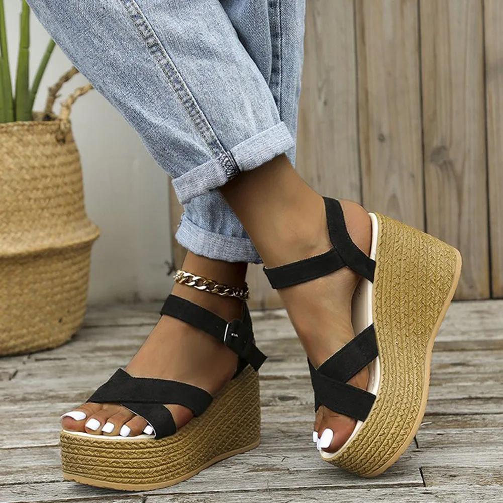 

For Dropship Platform Wedges High Heel 2021 Summer Leisure Casual Elegant Woman Shoes Sandals Walking Comfy