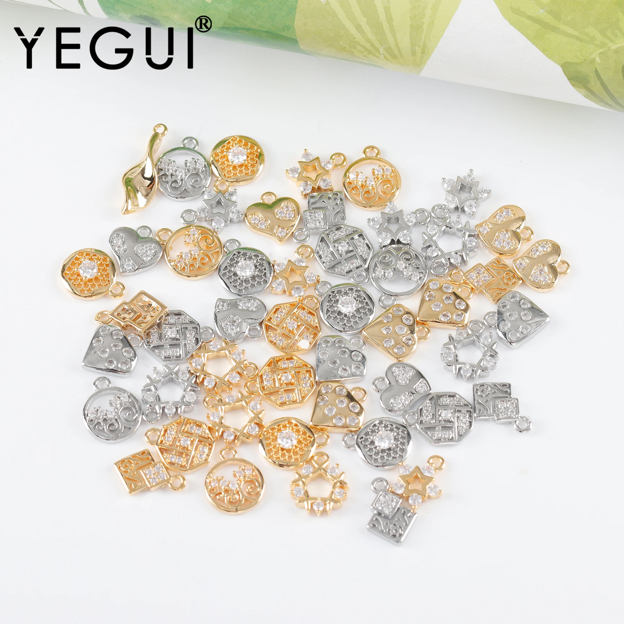 

YEGUI M1110,jewelry accessories,18k gold plated,copper metal,rhodium plated,zircons,charms,jewelry making,diy pendants,10pcs/lot