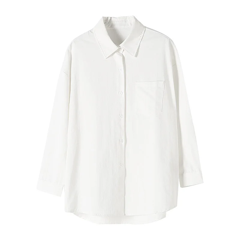 

ZHISILAO 100% Cotton Boyfriend Blouse Women Plus Size Elegant Office Lady Oversize White Shirts Autumn Spring Blousa Vintage