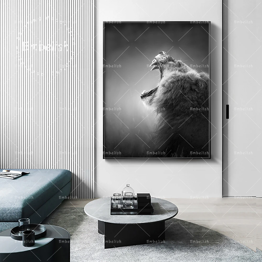 

Embelish 1 Pieces Large Size Wild Animals Lion Shouting Modern Home Decor Wall Art Pictures For Living Room HD Canvas Paintings
