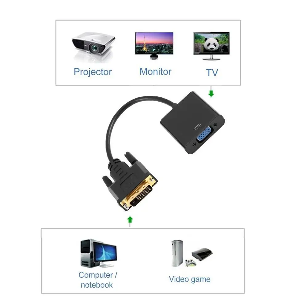 Full HD 1080P DVI D VGA активный адаптер конвертер кабель 24 + 1 Pin папа 15 Женский монитор для