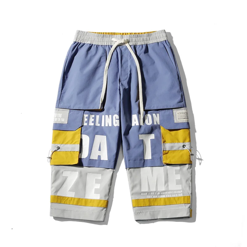 

Summer New Multi-Pocket Cargo Pants Men's Thin Hip-Hop Loose Hong Kong Style Calf-Length Pants Overalls Streetwear 20838 P47