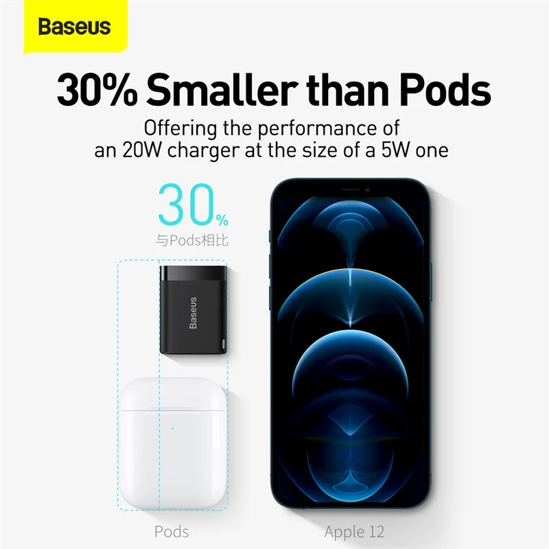 baseus usb c charger 20w us plug foldable for iphone 12 pro max support type c pd fast charging phone charger forip 11 pro max free global shipping