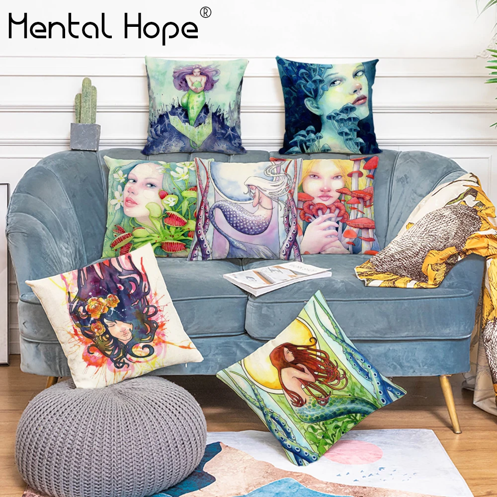 Декоративная наволочка для подушки с изображением милой девушки домашний декор