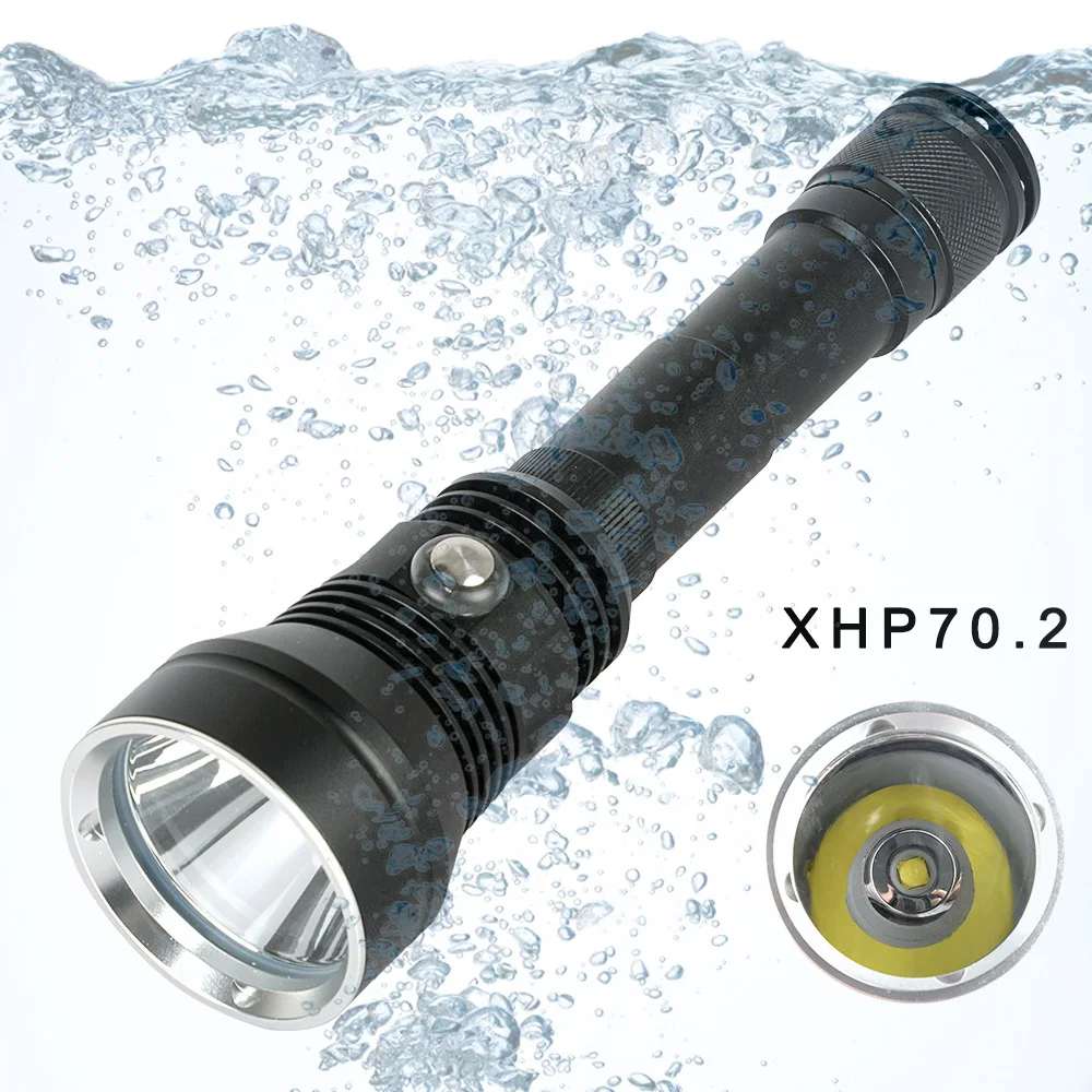 Профессиональный мощный фонарик XHP70.2 Full IP8 для дайвинга подводный светильник 200 м
